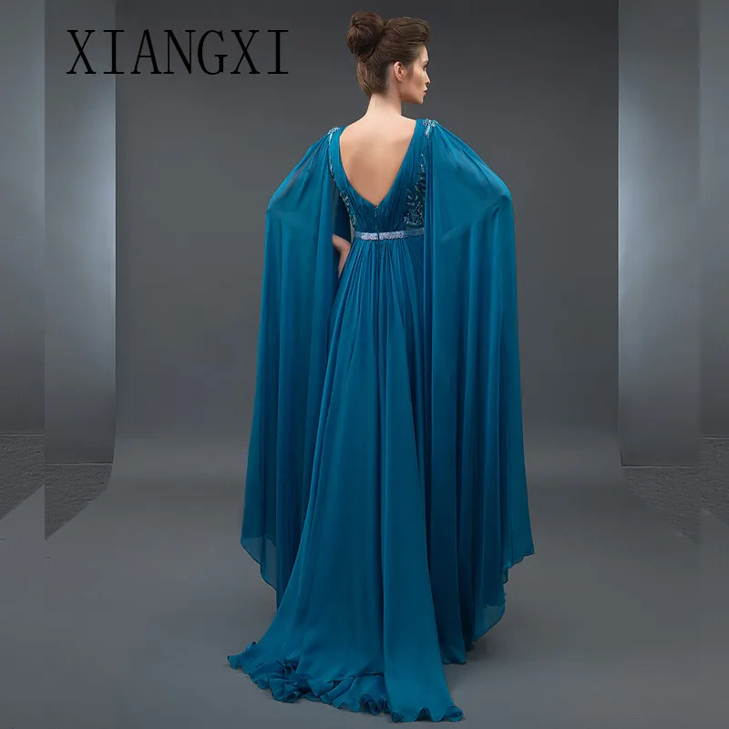 

2020 New Muslim Evening Dresses Long Chiffon A-Line V-Back Floor Length Evening Dress Formal Gowns robe de soiree abendkleider