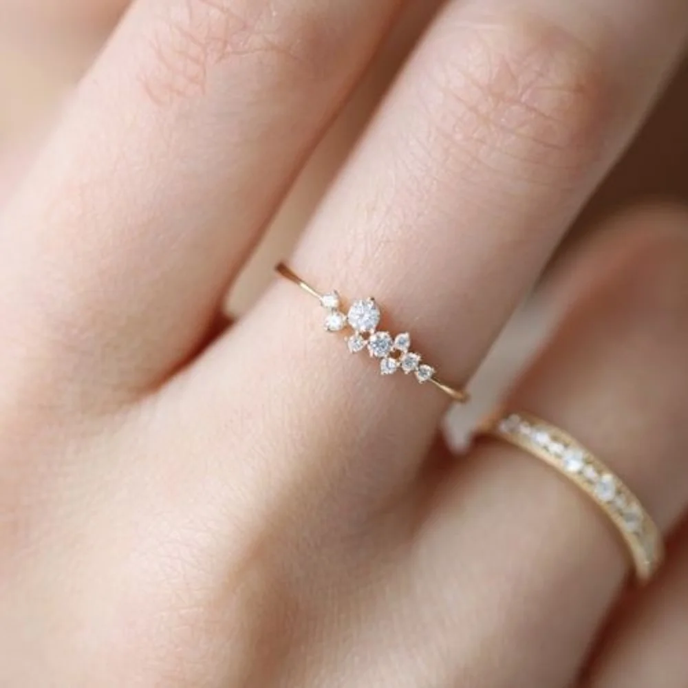 Новые модные женские кольца женские Элегантные Простые Стразы горный хрусталь для свадьбы свадебное кольцо золотые любовные кольца ювелирные изделия подарок