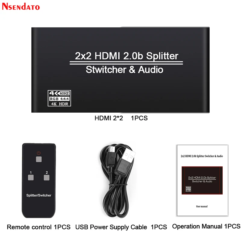4K 60 Гц HDMI 2 0 матричный переключатель сплиттер 2x2 3D HDCP2.2 в выхода HDR 3 5 мм аудиовыход