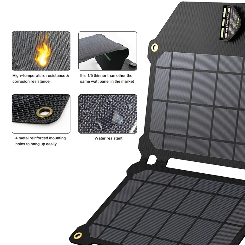

14W Foldable Solar Panel Portable 5V 2.4A Dual Usb Solar Charger Outdoor Camping Solar Conversion Charger For Outdoor Mobile P