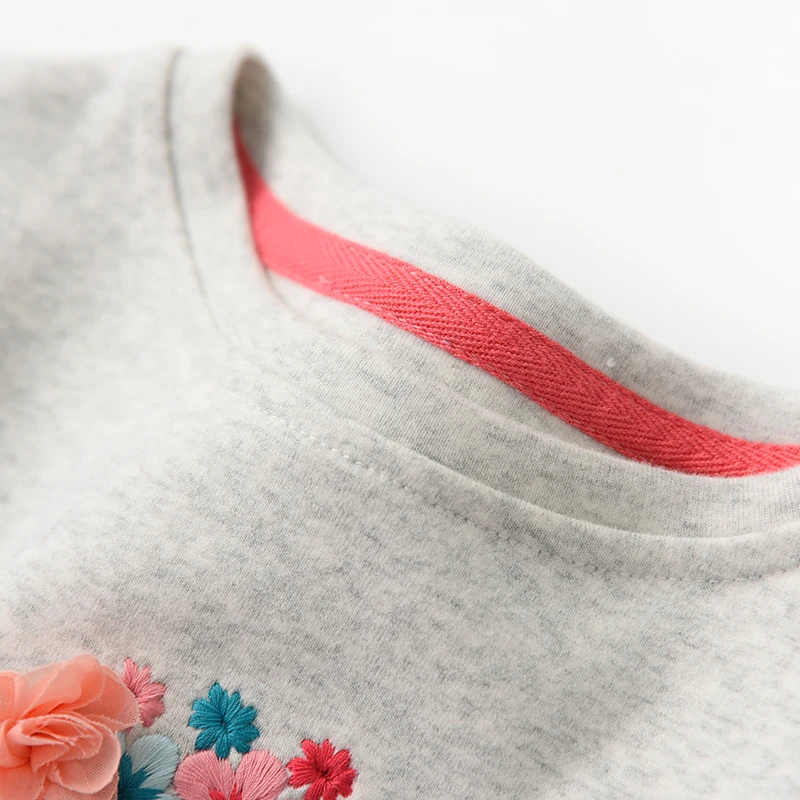 New Autumn Baby Girls Long-sleeved O-necked Flower Owl T-shirt Ruffles Shirt Cotton Children's Fly Long-sleeved T-shirt