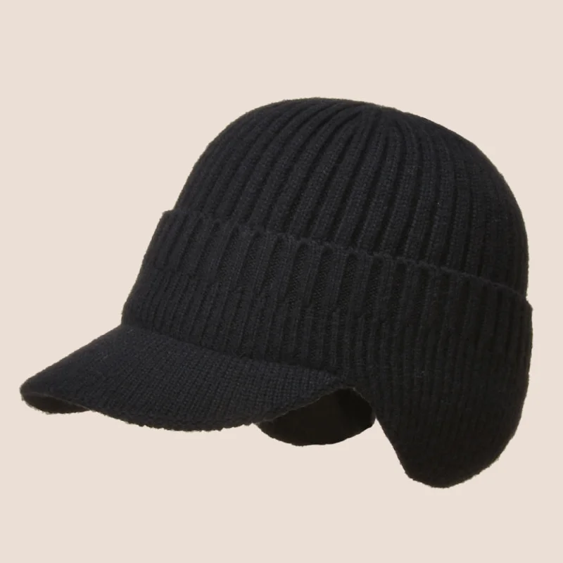 Men Winter Knitted Hat Outdoor Cycling Ear Protection Warmth Peaked Cap Casual Fashion Sunhat Bomber Hats 56-61CM winter cap Skullies & Beanies