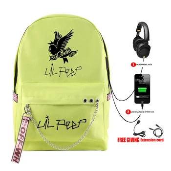 

Lil Peep schoolbag Backpack Fashion school backpacks teenagers Girls Boy Student Bags USB multifunction travel Bag Laptop Pack
