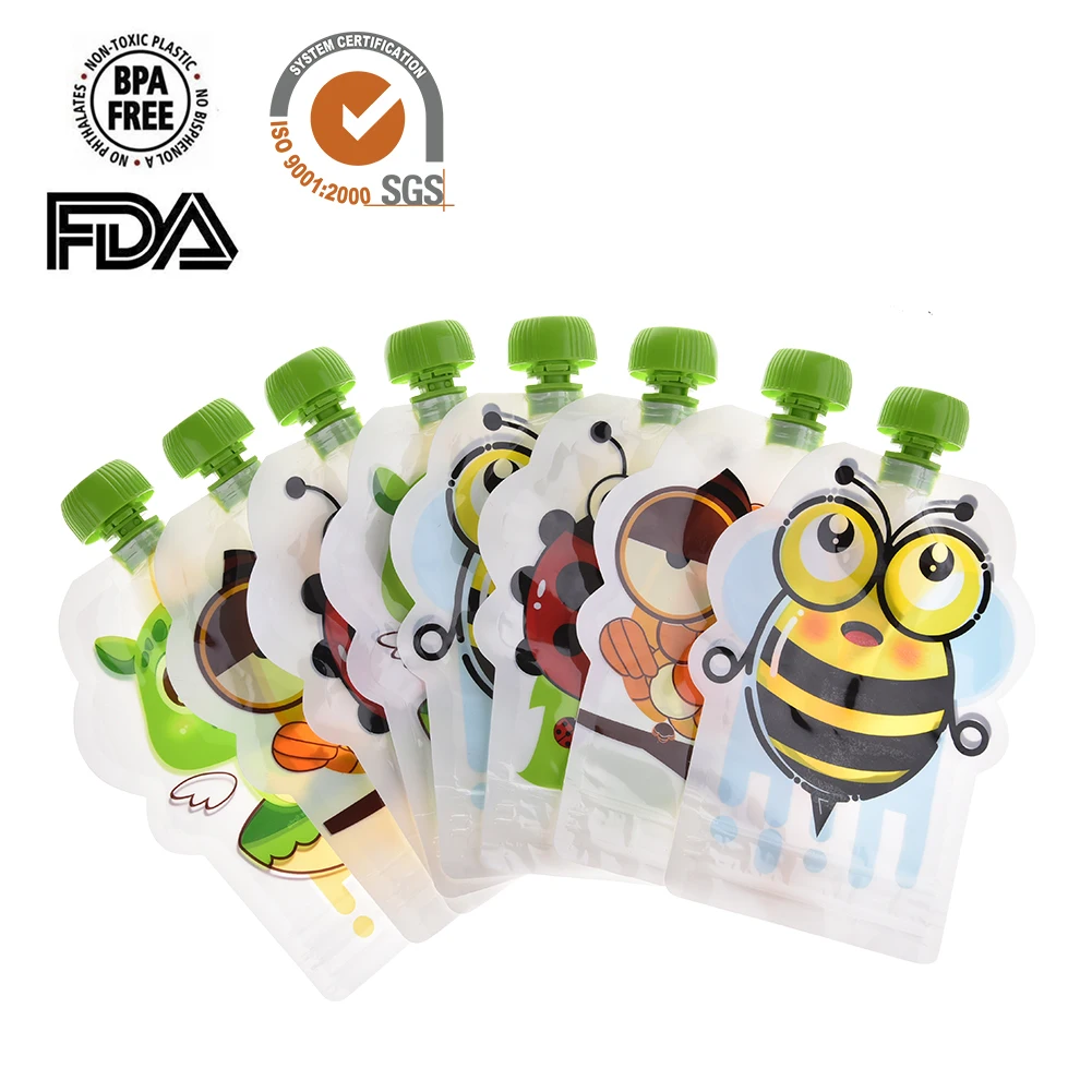 8pcs Baby Food Storage Pouch Portable BPA-Free Reusable Sealed Complementary Food Pouch Homemade Puree Pulp Storage Bag baby food storage containers portable food storage box food pouch