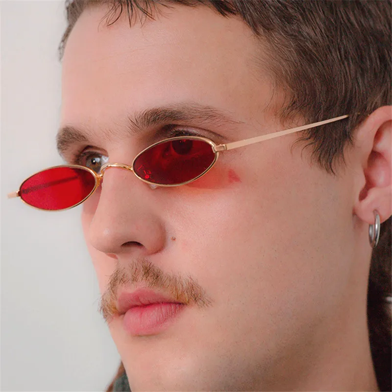 

Small Oval Sunglasses for men Male retro Metal frame yellow red vintage small round sun glasses for women 2019