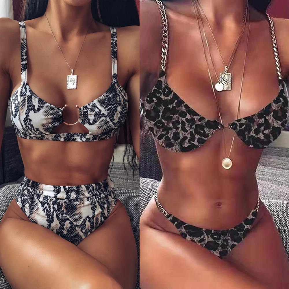

2020 Sexy Women High Waist Bikini Push Up Swimsuit Swimwear Female Bandeau Thong Brazilian Biquini Bikini Set BathingSuit Bather