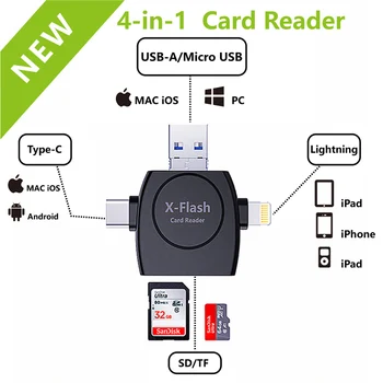 

4 in 1 usb 2.0 multi Smart memory card reader OTG type c adapter mini cardreader micro SD/TF microsd for iphone adapter laptop