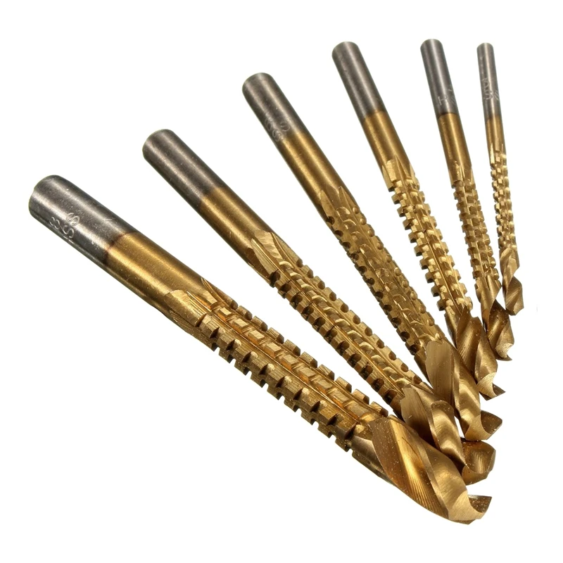 6 pcs HSS Milling Drills Set Wood Drill Bits Drill Set for Wood Metal