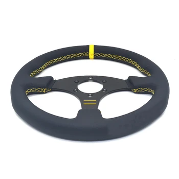 

13'' Volante Sport Car Steering Wheel 330mm Red/Yellow Stitching Flat Genuine Leather Car Steering Wheel