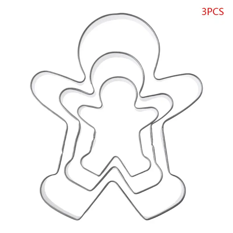 

3pcs Gingerbread Man Boy Girl Fondant Pastry Baking Biscuit Cookie Cutter Set Stainless Steel Y1QB