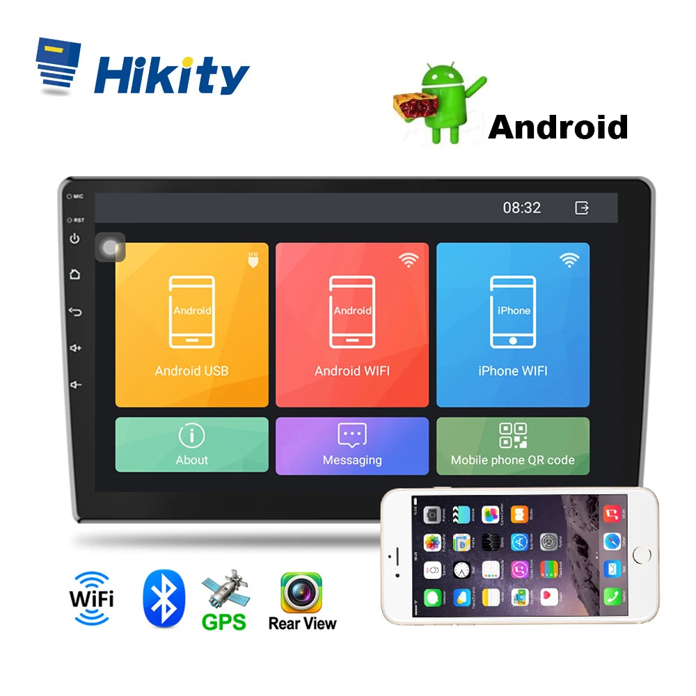 Hikity 2Din автомобильный радиоприемник 10," зеркало с GPS соединением USB wifi Автомобильный мультимедийный Bluetooth Авторадио, колесико управления автомобиля MP5 плеер