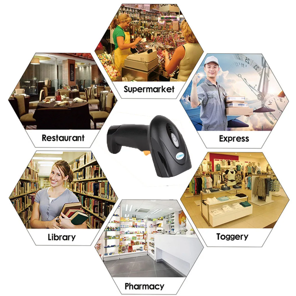 EV-J08 cheapest 1D Wired barcode scanner EV-DA5 Bluetooth wireless bar code scanner QR reader for supermarket