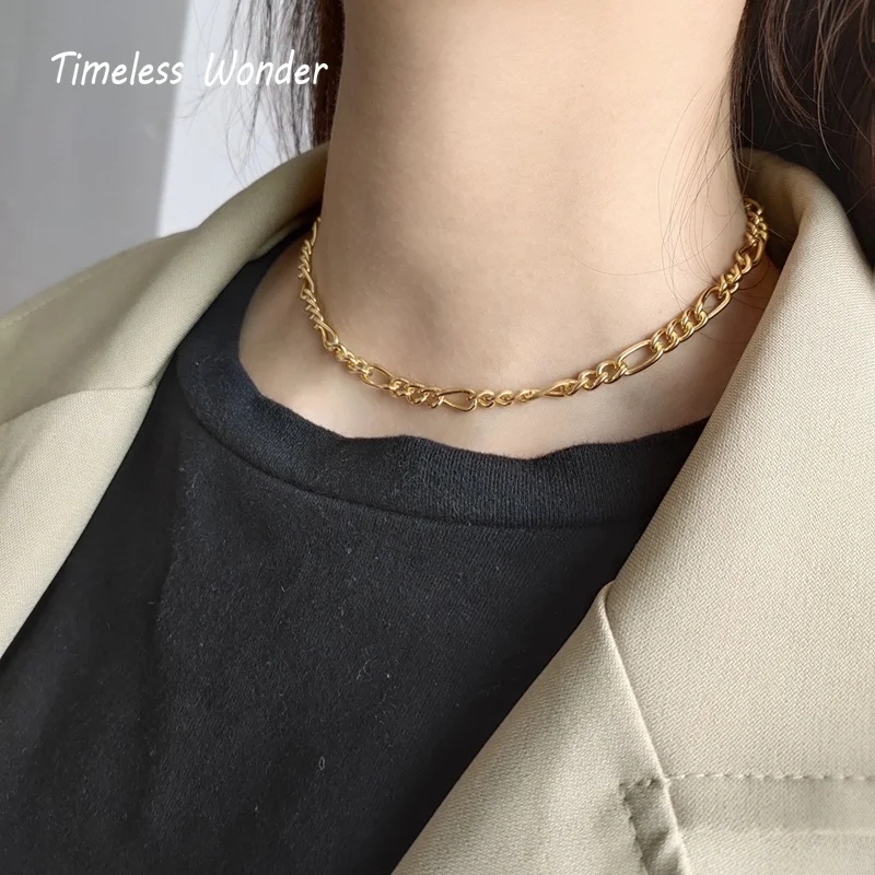 

Timeless Wonder 925 Sterling Sliver Curved Chain Wrap Choker Necklace Women Jewelry Gothic Chains Christmas Gift Boho Ins 3366