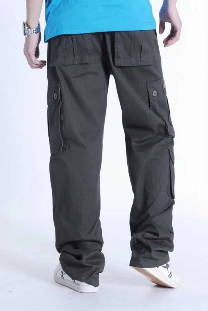 Модные хлопковые брюки карго с большим карманом, мужские повседневные Прямые Свободные мешковатые штаны-шаровары, хип-хоп джоггеры, мужская одежда