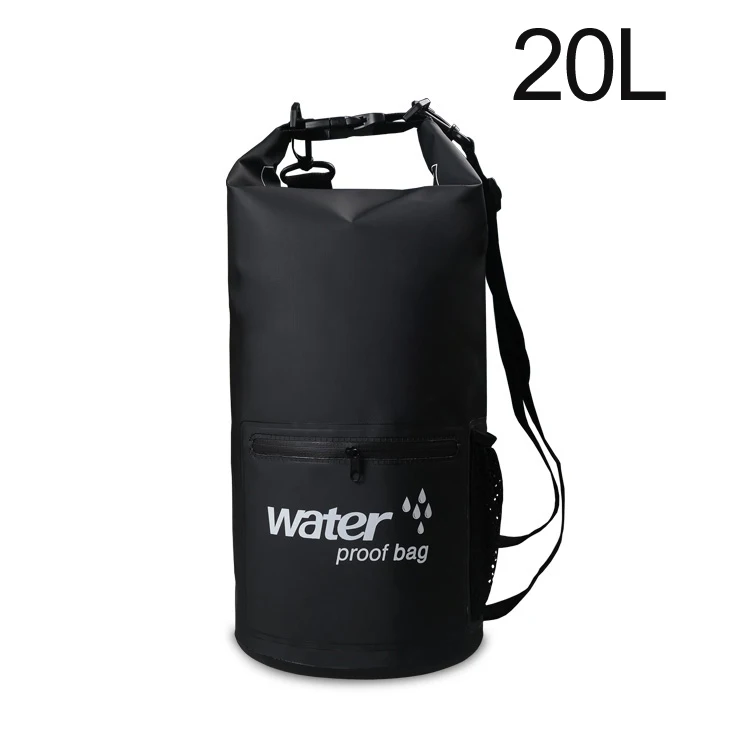 Black-20L ПВХ 5L 10L 20L Открытый водонепроницаемый мешок сухой мешок Плавательный рюкзак мешок хранения для путешествий рафтинг катание на лодках Каякинг рюкзаки - Цвет: Black-20L