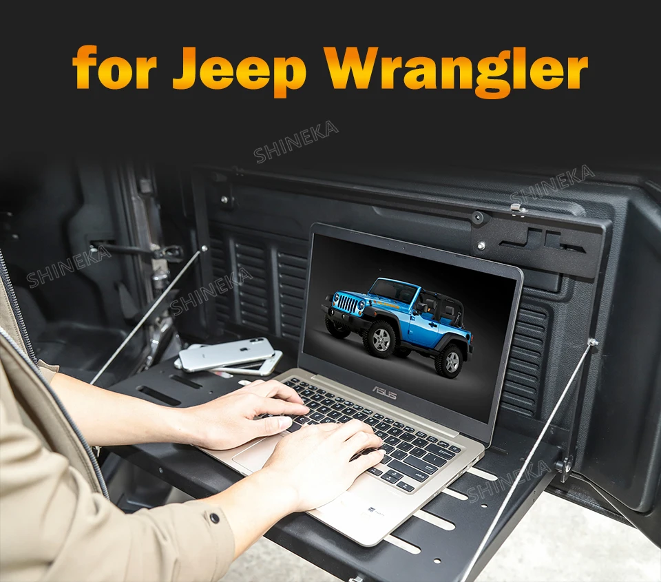 1SHINEKA Rear Racks for Jeep Wrangler JL 2018 Metal Car Tailgate Trunk Door Shelf Storage Rack for Jeep JL Wrangler Accessories