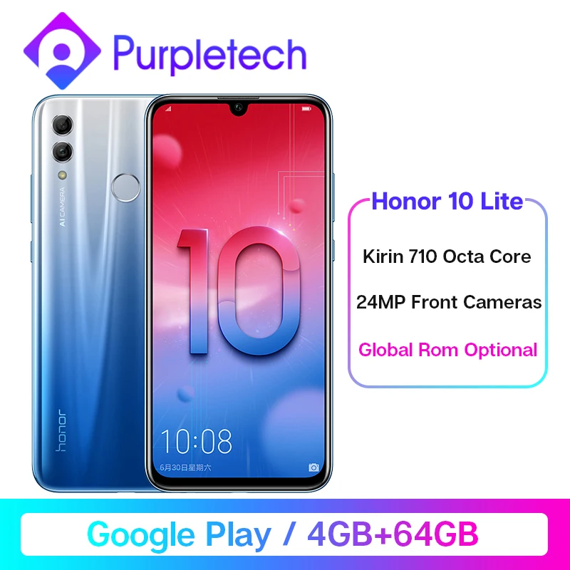  Global ROM Honor 10 Lite Smartphone 4GB /64GB Kirin 710 Octa Core 6.21