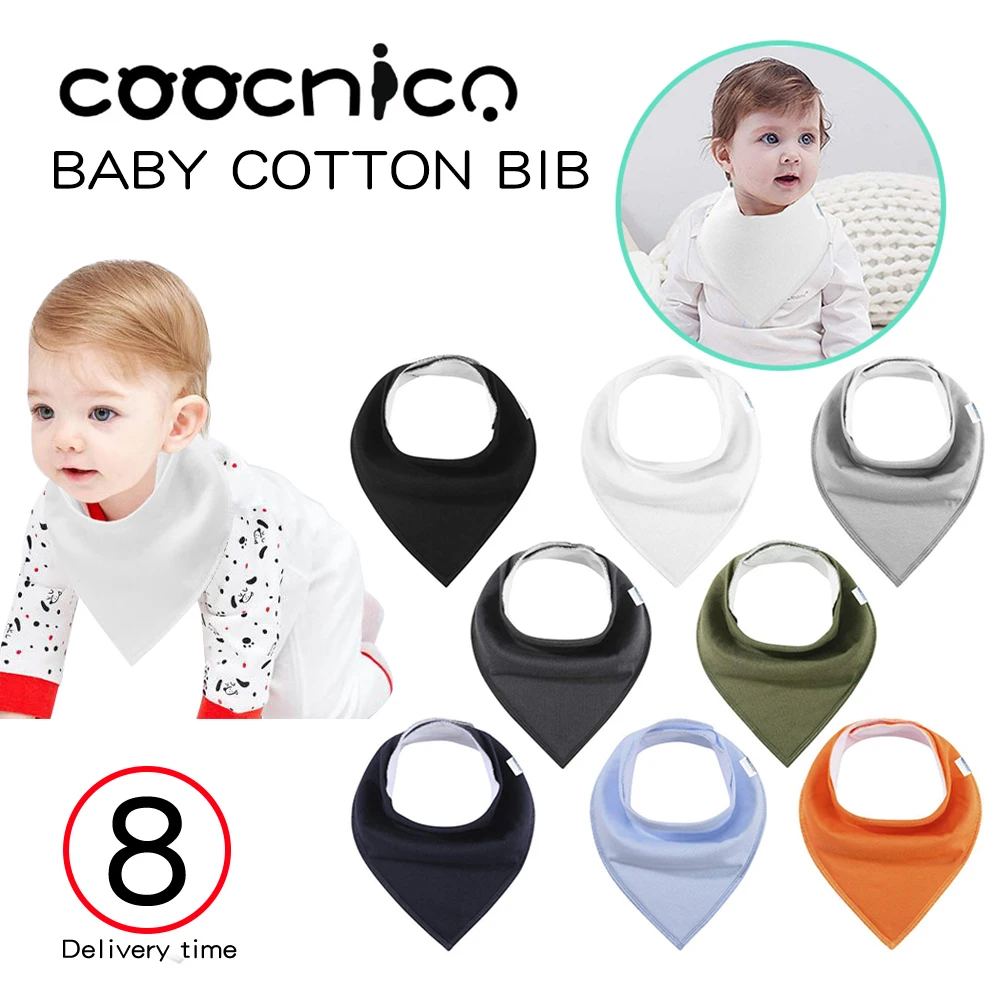 

8pcs Baby Dribble Bibs Triangle Double Layers Soft Natural Cotton Drool teething chest protection bust infant feeding toddler