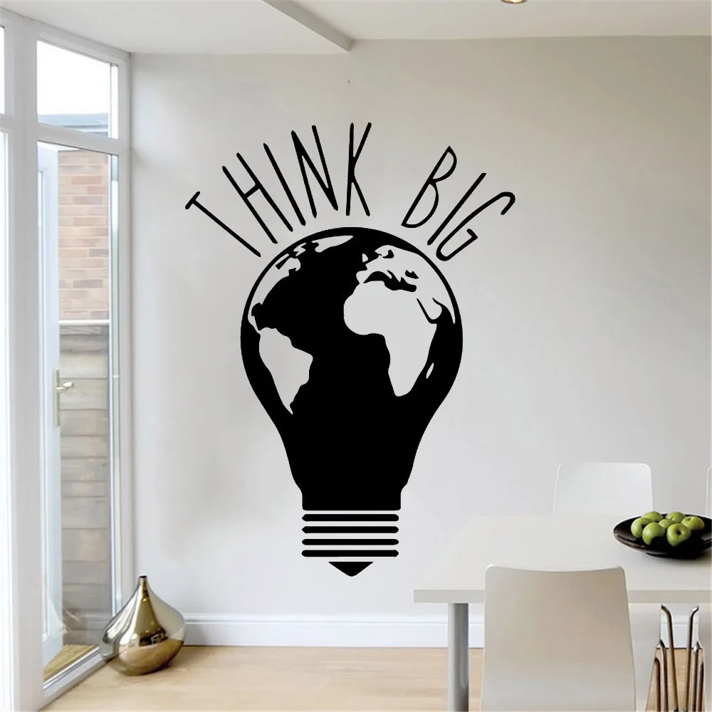 Think big idea Frase стикер на стену s для офиса комнаты виниловая наклейка фреска спальня стикер Adesivo де parede LW740 - Цвет: 622 Black