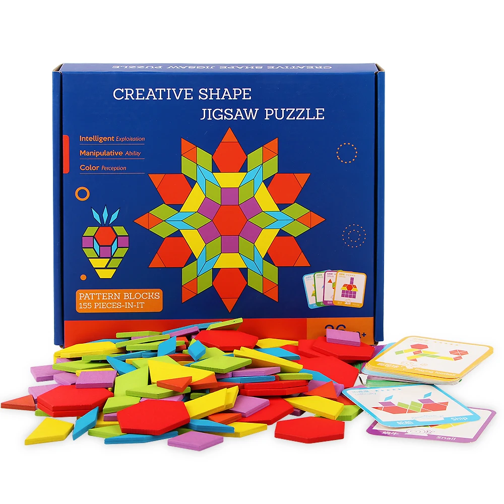 155 PCS Creative Puzzle Kids Wooden Toys For Children Jigsaw Puzzle Kids Early Learning Educational Toys Montessori