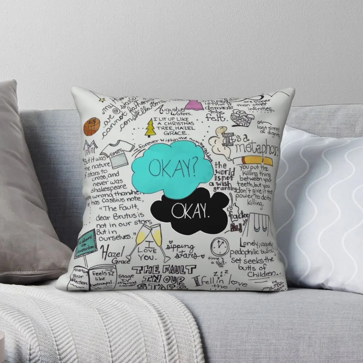 

The Fault In Our Stars Square Pillowcase Polyester Linen Velvet Pattern Zip Decor Sofa Cushion Case 18"