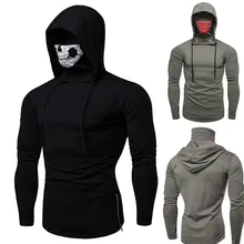 Для Мужчин's велоспорт упражнения свитера Для мужчин s маска черепа Однотонная одежда пуловер с длинными рукавами свитер с капюшоном Блузка куртка