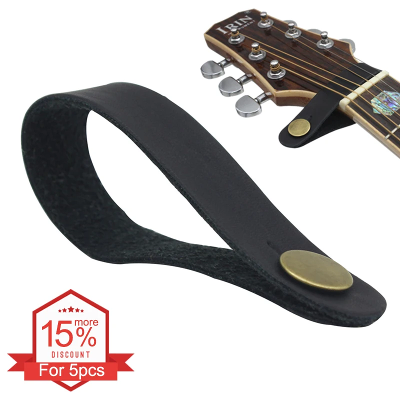 Black High Quality Leather Guitar Strap Holder Button Safe Lock for Acoustic Electric Classic