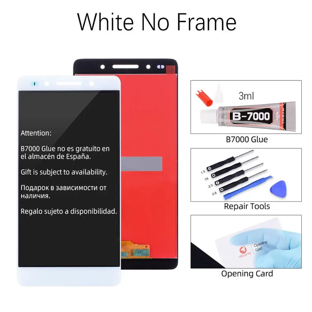 Дисплей для HUAWEI Honor 7 LCD в сборе с тачскрином на рамке 5.2'' белый золото черный - Цвет: No Frame White