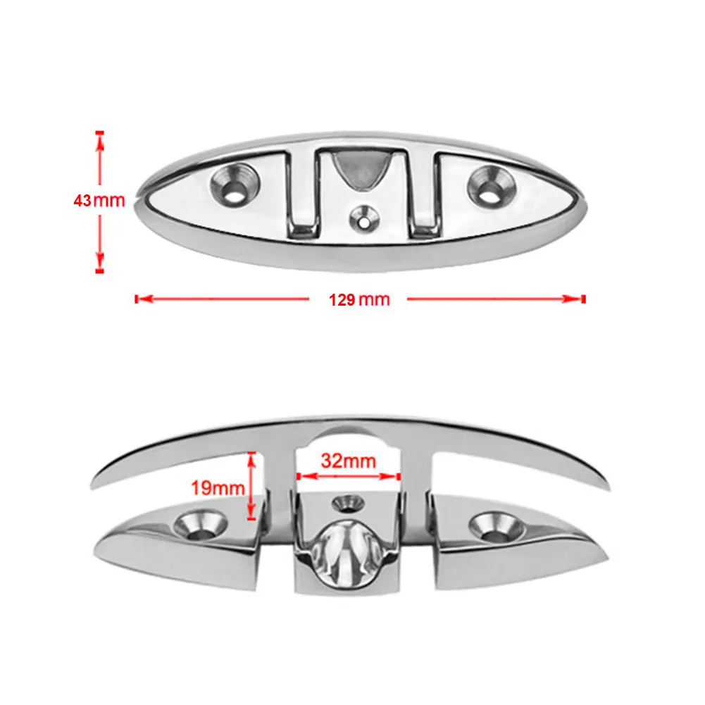 5 Inch Fastener Dock Flip Up Mooring Marine Folding Polished Stainless Steel Easy Install Boat Cleat Hardware Mirror Surface