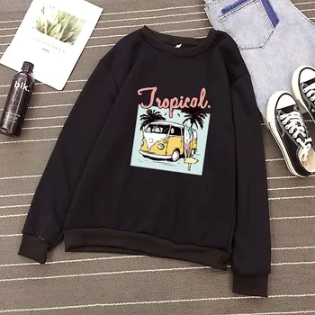 

Plus Size Sweatshirt Women's Cartoon Printed Pullover Loose Casual Round Neck Long Sleeve Top New