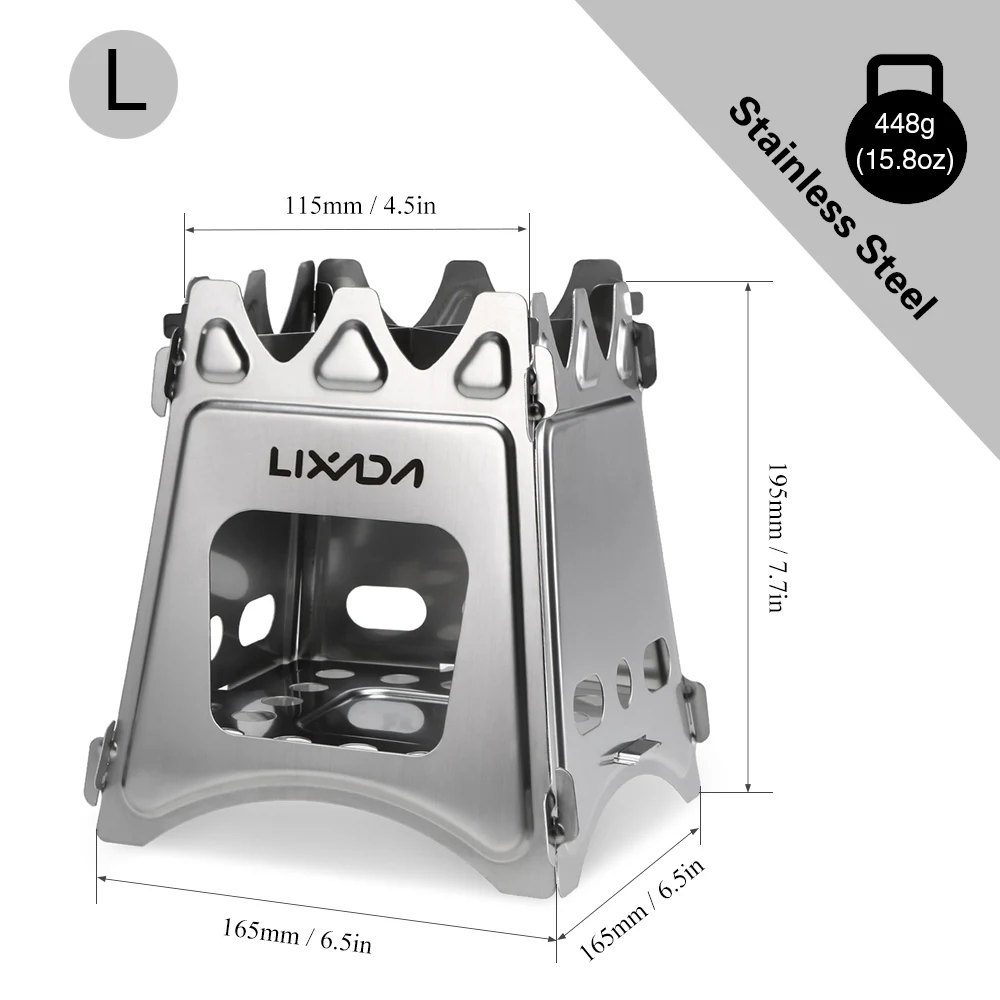 Lixada походная титановая дровяная плита для кемпинга, приготовления пищи, пикника, портативная складная дровяная плита для приготовления пищи, пикника, охоты - Цвет: L Stainless Steel