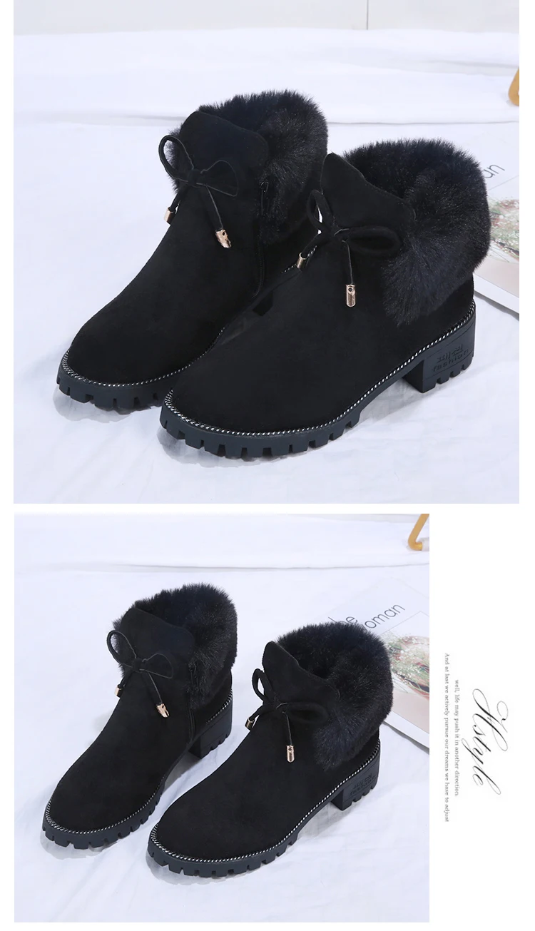 HKXN/ г.; Модные женские зимние ботинки; замшевые ботинки из натуральной шерсти; Зимние удобные теплые ботильоны на меху; женская обувь на плоской подошве