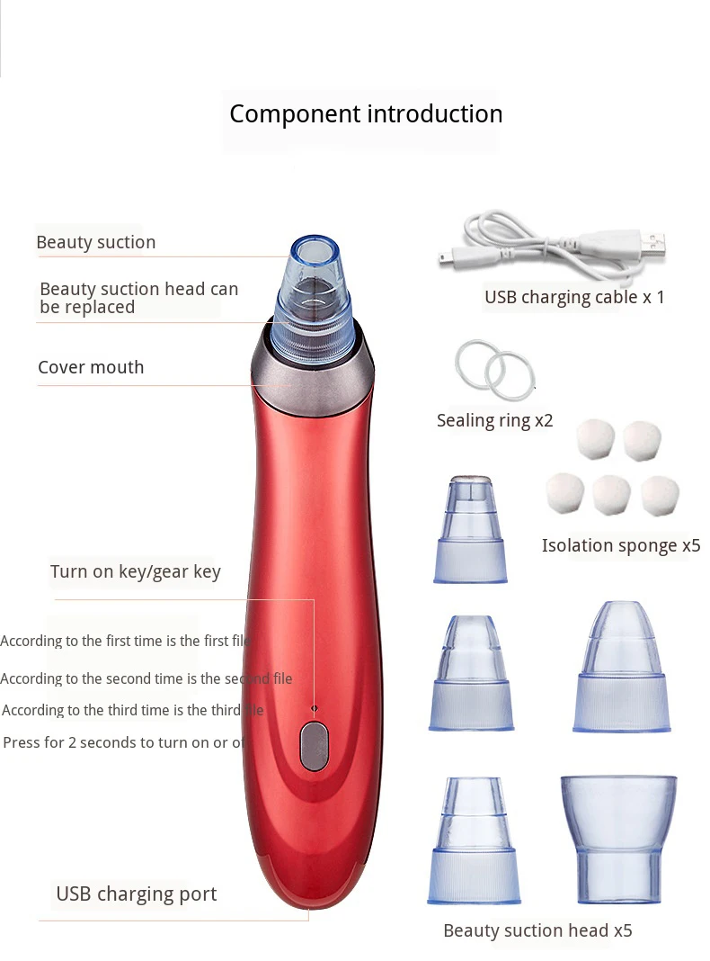 Máquina de Cuidados com a Pele Cuidados com o Rosto Elétrica Cravo Acne Removedor Rosto Exportação Instrumento Beleza Poros Profundos Mais Limpo 19 Beleza e saúde