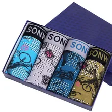 Мужские Боксеры Хлопок Трусы Модные Мужское Нижнее Белье с Цветочным Принтом для Мужчин Брендовые Мужские Шорты-боксеры 4 шт/упак