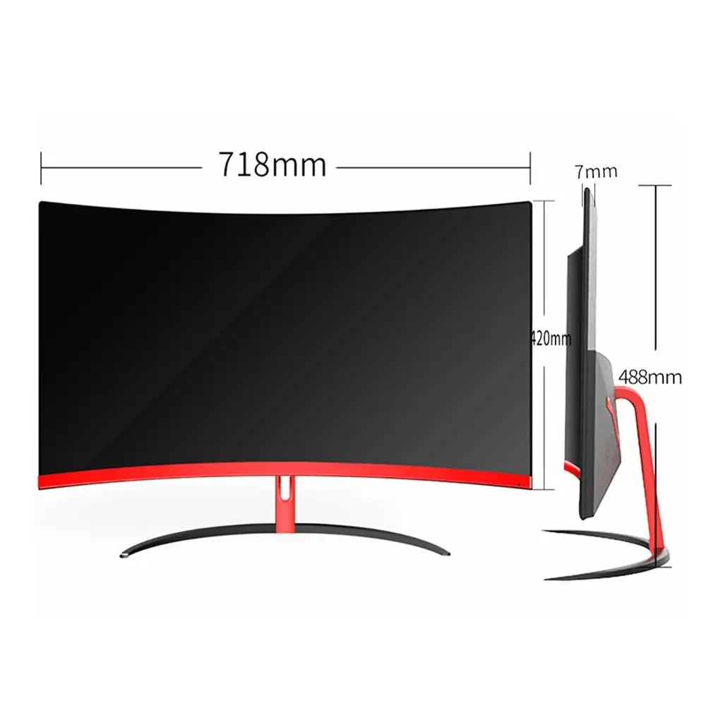  Wearson 32 inch Curved Gaming Monitor LCD 2mm Side Bezel-Less HDMI VGA input Eye Care Flicker Free