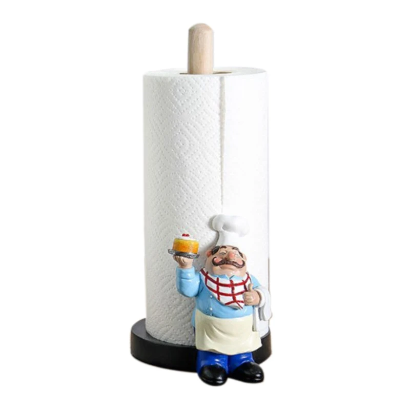 Hmwy-resin Chef Double Layer Paper Towel Holder Figurines Creative
