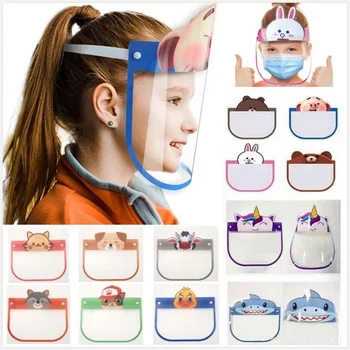 

50PCS/LOT Children Cartoon Face Shield Full Face Cover Clear Visor Anti-splash PET Safety Shield Kids Party Favor Kids Gifts