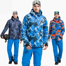 Зимний лыжный костюм для мужчин Спорт на открытом воздухе Сноуборд набор Водонепроницаемая Лыжная куртка Terno Esqui зимние штаны теплая одежда ветрозащитный