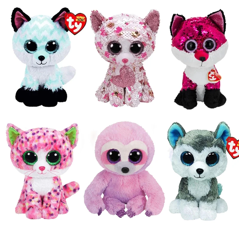 15 см Ty Beanie Boos большой глаз лиса серия Ленивец собака кошка овечка плюши милая