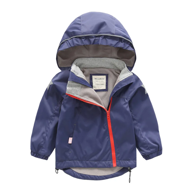 Детский Тренч куртка на молнии для маленьких мальчиков и девочек детские куртки с капюшоном и флисовой подкладкой со звездами весенне-Осенняя детская ветровка