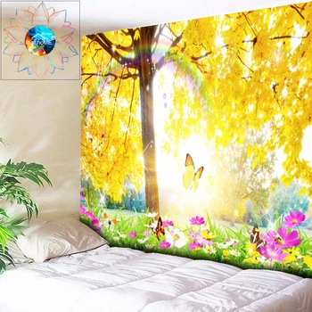 

Rainbow Butterfly Decorative Psychedelic Tapestry Flowers Mandala Wall Hanging Hippie Trees Boho Bedroom Livingroom Dorm Decor