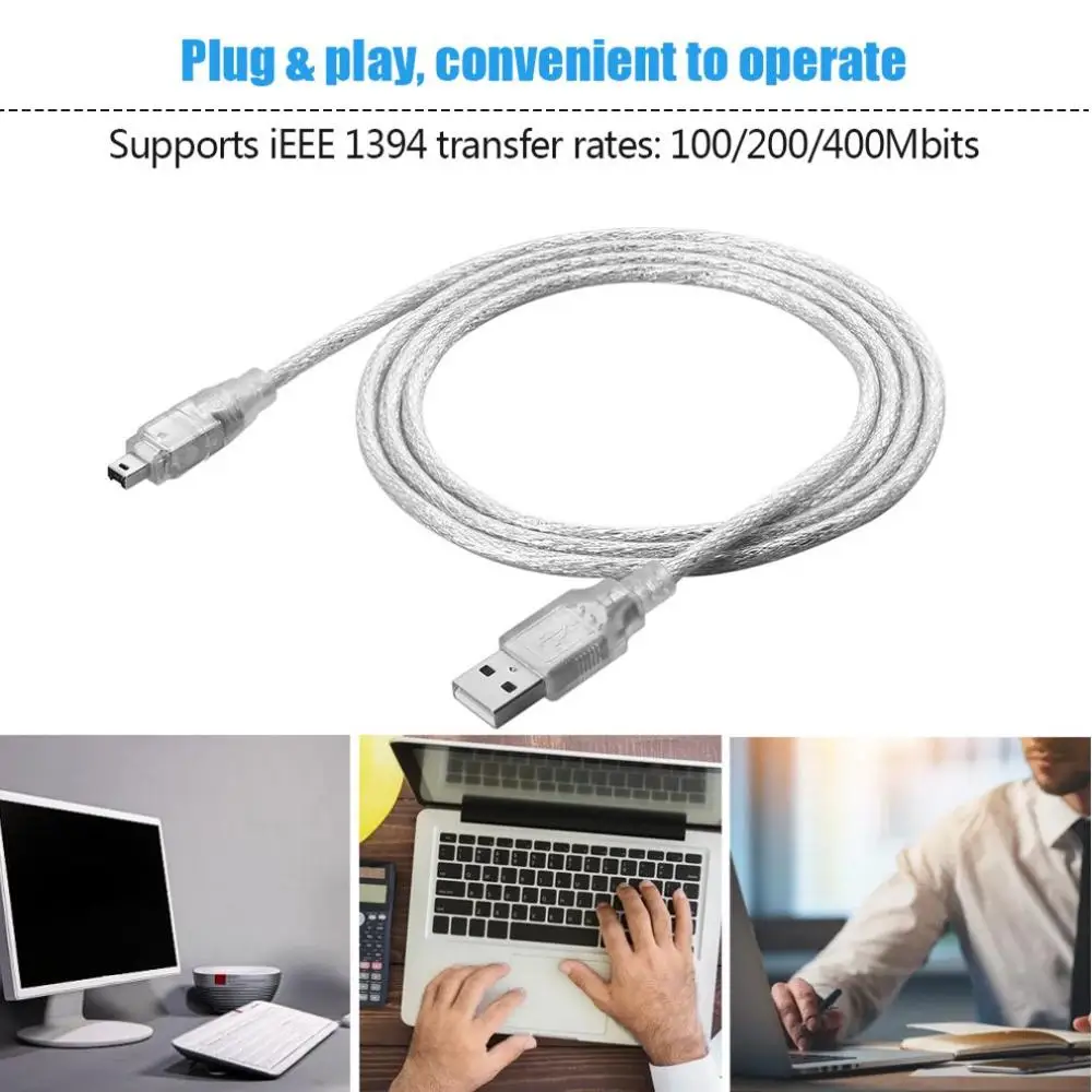 Кабель адаптера 1 2 м USB 0 папа-папа для Firewire iEEE 1394 4 Pin папа гибкий светильник |
