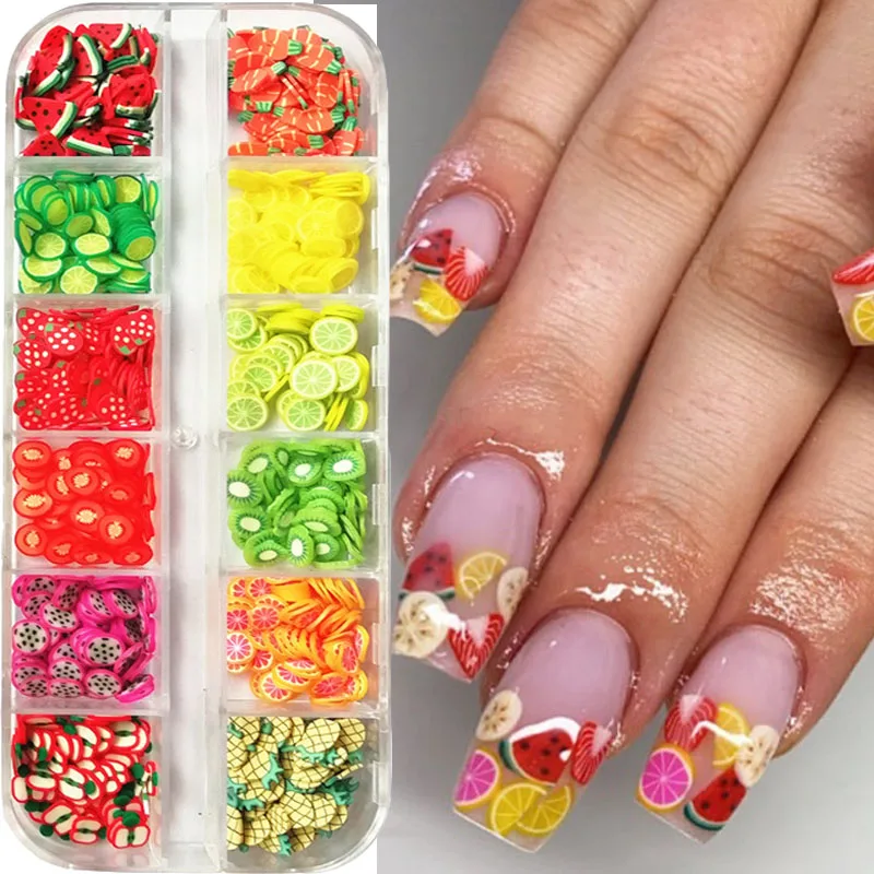 Uñas 3D de frutas y flores en rodajas pequeñas, arcilla polimérica DIY,  diseños de limones, Pitaya, fresas, pegatinas para uñas, decoraciones para  puntas de manicura acrílicas - AliExpress Belleza y salud