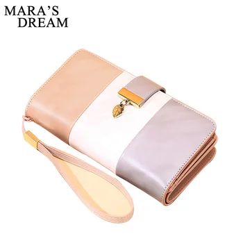 

New RFID Anti-degaussing Leather Wallet European and American Fashion Contrast Color Ladies Wallet Large Capacity Multi-function