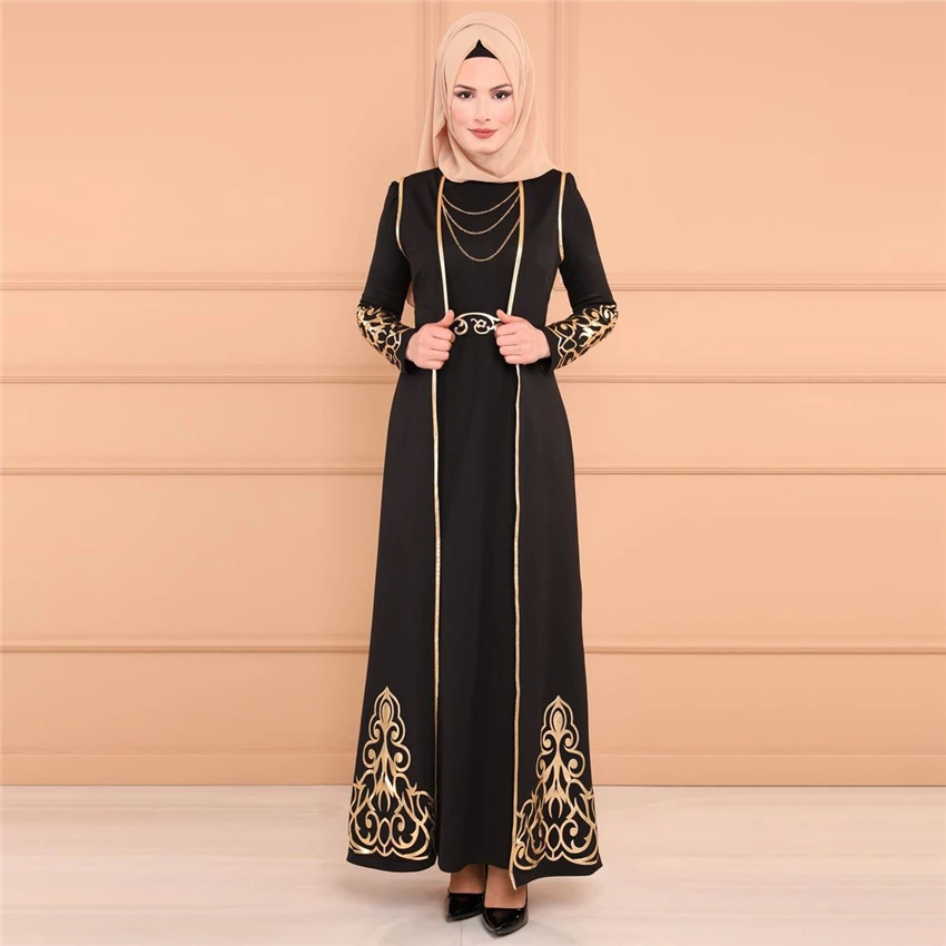 Мусульманское платье Abaya новинка 2 шт. туника и искусственная одежда для