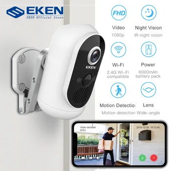 

EKEN Argus 1080P Wifi Battery Camera IP65 weatherproof Motion Detection IR Night Vision Wireless IP Camera