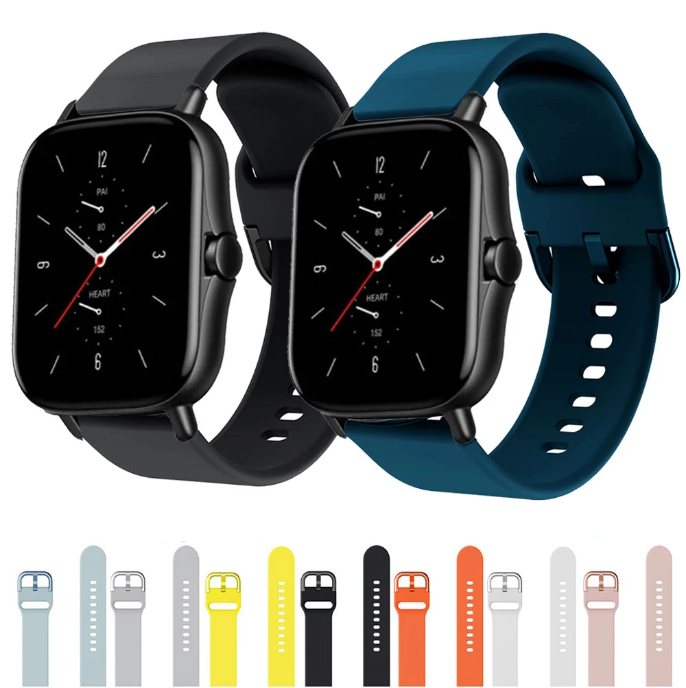Ремешок для часов 20 мм для Huami Amazfit GTS 2 Bip Lite GTR 42 мм gts2, силиконовый браслет для наручных часов Haylou LS02|Ремешки для часов| | АлиЭкспресс