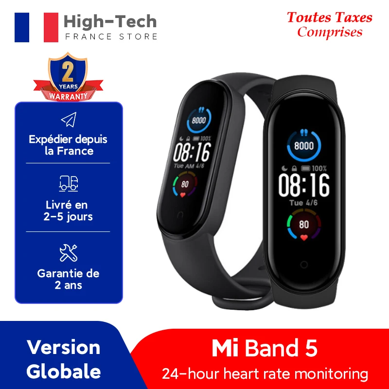 Смарт-браслет Xiaomi Mi Band 5 измерение пульса фитнес-трекер цветной дисплей 1 дюйма