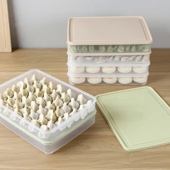

Single Layer Refrigerator Food Dumplings Airtight Storage Container Plastic Box Household storage box storage tools