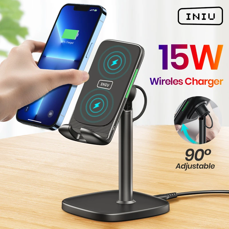INIU 15W Wireless Charger Desk Phone Holder Fast Charging Stand for
